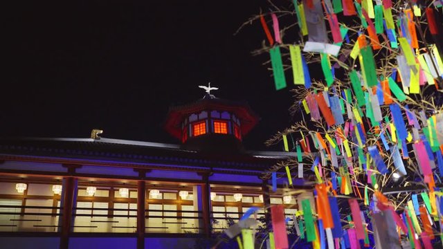 道後温泉飛鳥の湯と七夕祭りの風景