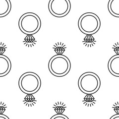 diamond ring doodle drawing seamless pattern background. Stock vector illustration isolated on white background