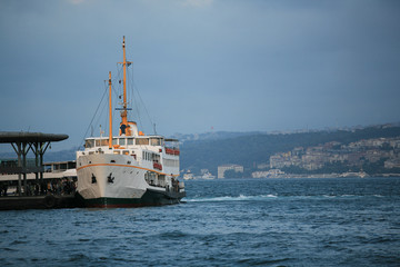 Fototapeta premium Sea voyage on the Bosphorus with the Istanbul ferry. 