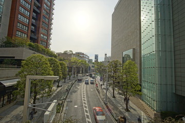 Tokyo cityscape from the street, Japan