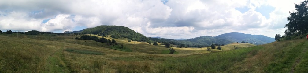 Mountain landscape with clouds - Gutai mountains , Maramures, Creasta Cocosului, Cock's comb
