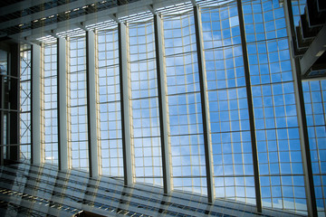 Fototapeta na wymiar glass roof with a metal structure