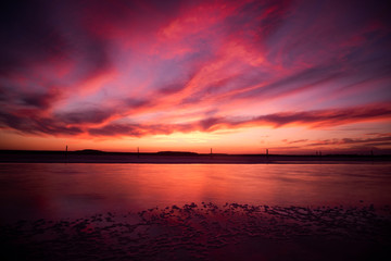 Obraz premium Fiery red sunset. Beautiful landscape. Orange sky.