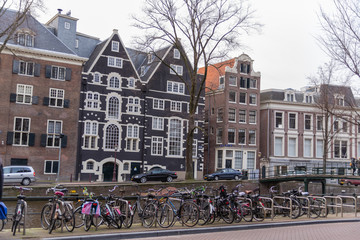 Fototapeta premium cozy streets in early spring in Amsterdam in the Netherlands
