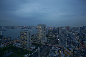 Fototapeta na wymiar Beautiful urban cityscape with Tokyo city under twilight sky