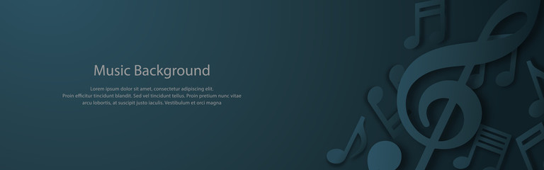 banner music note background, beautiful banner black background