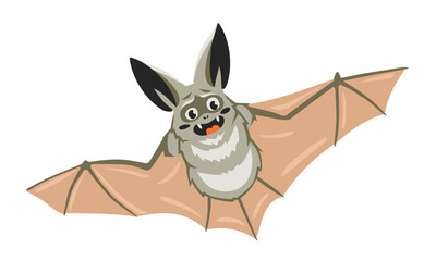 Cute crazy bat. Cartoon Illustration.