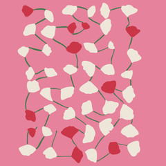 pink background with ginkgo leaves illustration