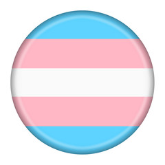 Transgender Pride flag button blue white pink stripes 3d illustration with clipping path