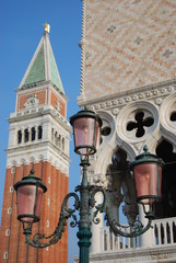 
Venetian building facade with lamppost in the foreground