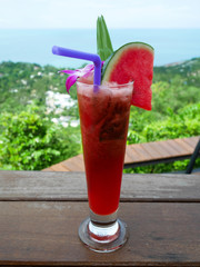 A glass of watermelon juice