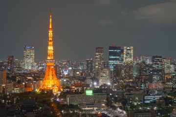 Tokyo at Nigh view of Tokyo tower, Tokyo city skyline, Tokyo Japan