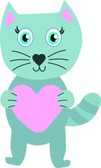 Hand drawn vector illustration of a cute cat. Vector Illustration.