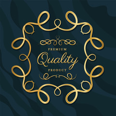 Premium quality product with gold ornament frame design of Decorative element theme Vector illustration
