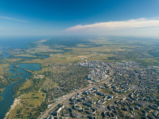 High view of Kiev and the Dnieper river.