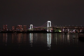 Fototapeta na wymiar Tokyo, Japan at Rainbow Bridge and Tokyo Bay.