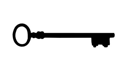 Antique Iron Key Isolated Graphic Silhouette
