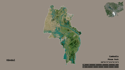Kândal, province of Cambodia, zoomed. Satellite