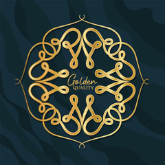 Golden quality with gold ornament frame design of Decorative element theme Vector illustration
