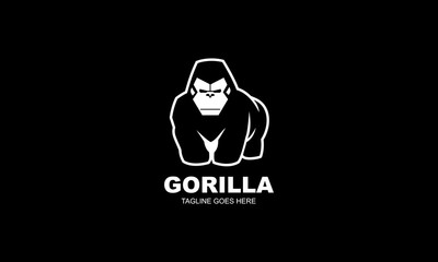 Simple Gorilla Logo Design - Big Black Monkey Vector Illustration