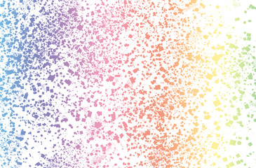 graphic illustration of a gradient rainbow with a disintegration