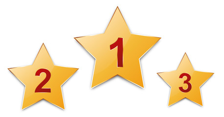 3 golden stars with gold frame for customer produkt rating