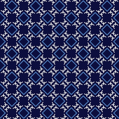 Vector seamless pattern texture background with geometric shapes, colored in blue, white colors.