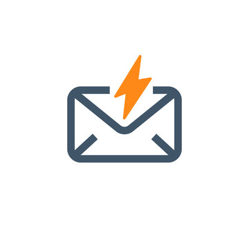 Thunder Message icon. Lightning mail post post letter document image vector