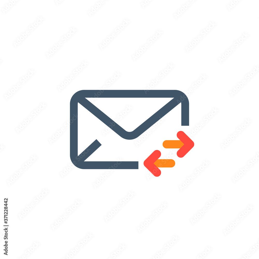 Poster email envelope with send and receive arrows icon