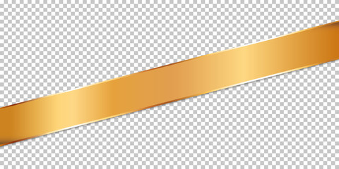 long gold ribbon banner on transparent background	
