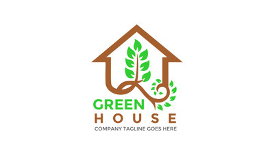 Green House Logo - Home Nature Real Estate Vector
