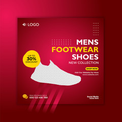 Footwear Shoes Social Media Template Design or Men's shoe flyer. Modern social media post template design.