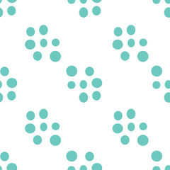 Circle print Abstract teal blue circle clusters on white background seamless pattern, vector background surface design