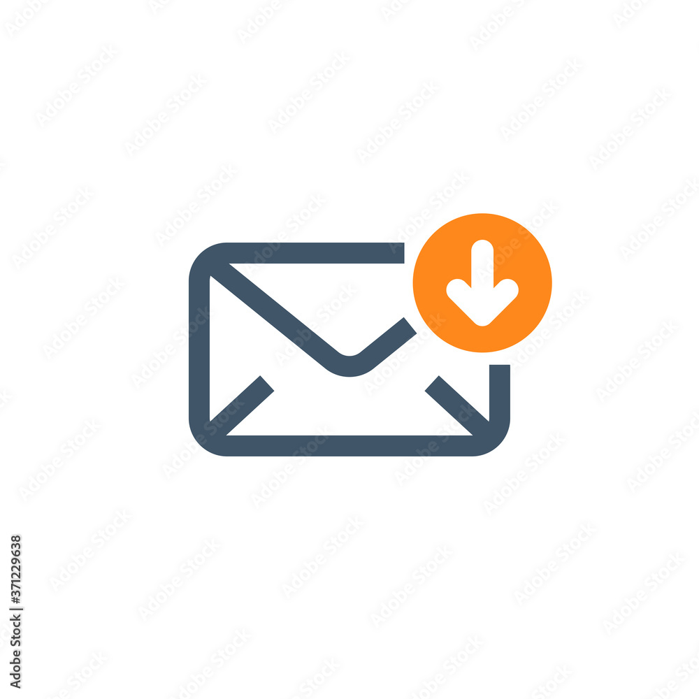Poster email received icon with down arrow. drop down email