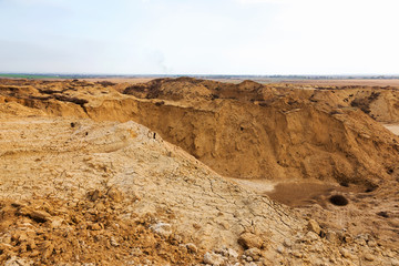 Industrial sand quarry. Sand pit. Sand special for construction. Construction industry.