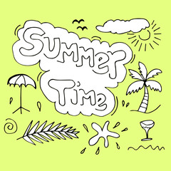 Summer vector icon in cute cartoon doodle style.