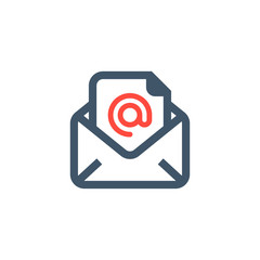 Letter icon isolated, an open letter, message. Open Email Vector Illustration. Message flat icon