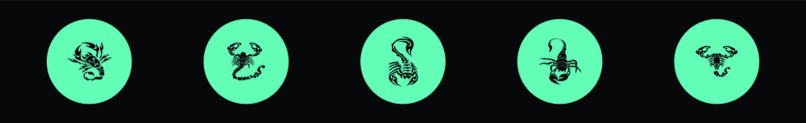 set of scorpion icon design template with various models. vector illustration