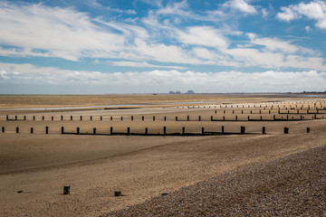 Deserted beach at Dymchurch, Kent, England