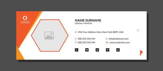 Email signature template with an author photo place modern and minimalist layout	