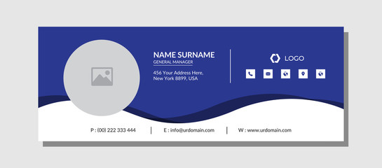 Email signature template with an author photo place modern layout	