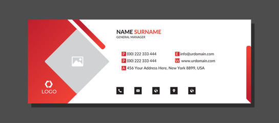 Corporate Email signature with an author photo place modern and minimalist layout