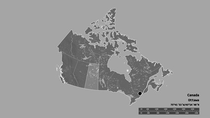 Location of Saskatchewan, province of Canada,. Bilevel