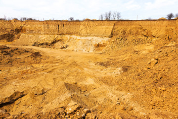 Industrial sand quarry. Sand pit. Sand special for construction. Construction industry.