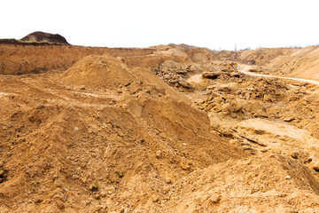 Industrial sand quarry. Sand pit. Sand special for construction. Construction industry.