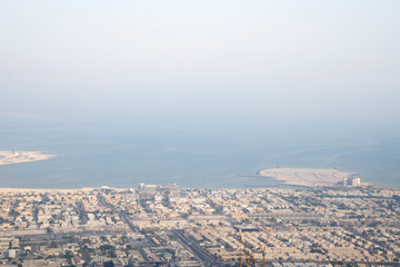 View on the Dubai beach coastline from above