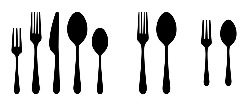 Vector cutlery set. Fork, knife. Flat style.