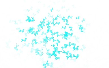 Light BLUE vector doodle template with branches.