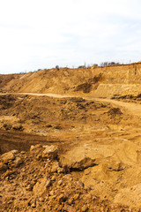 Industrial sand quarry. Sand pit. Sand special for construction. Construction industry.