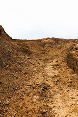 Industrial sand quarry. Sand pit. Sand special for construction. Construction industry.